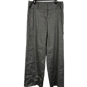 ISDA & Co Womens Linen Blend Wide Leg Flat Front Dress Pants Gray Twill Y2K 10